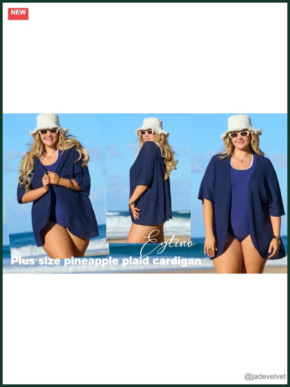 Plus Size Waffle Knit Cardigan Open Front Kimono Short Sleeve - Picture 6 of 6